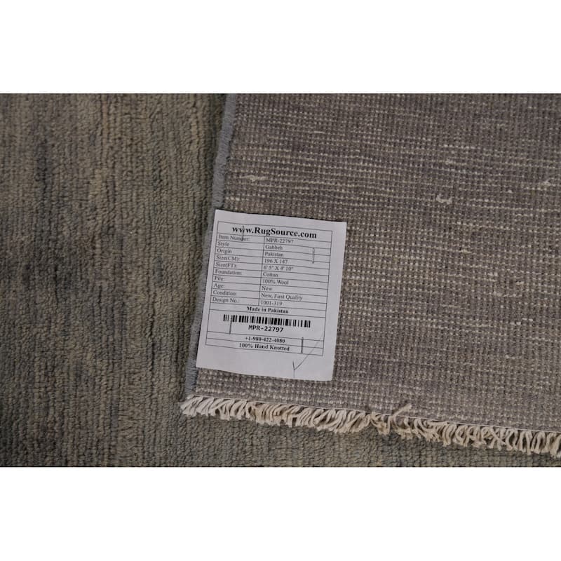 Gray Modern Gabbeh Oriental Area Rug Handmade Wool Carpet - 4'10" x 6'5"