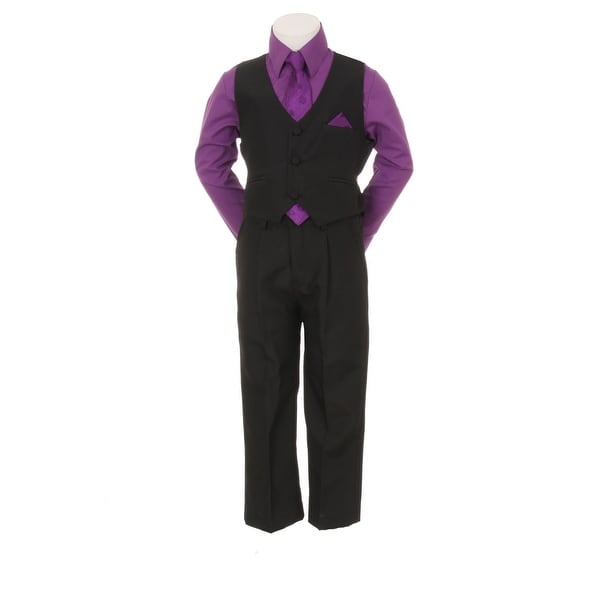 Shop Little Boys Purple Black Pants Vest Tie Shirt Special ...