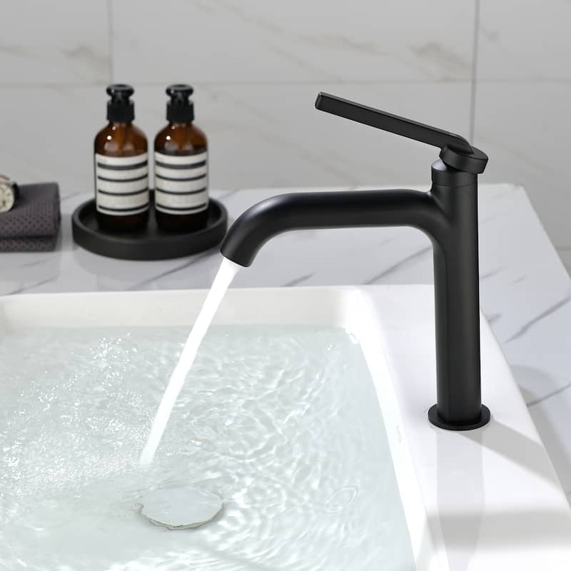 9-12" H Solid Brass Single Handle Bathroom Sink Faucet