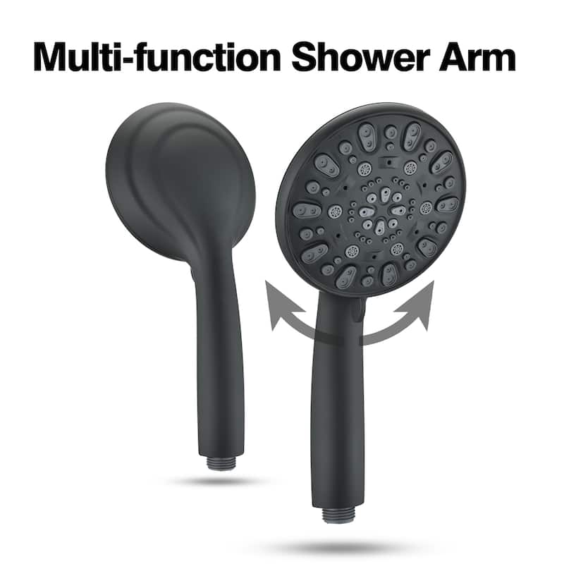 YASINU Single-Handle 7-Spray Round High-Pressure Shower Faucet - Matte Black