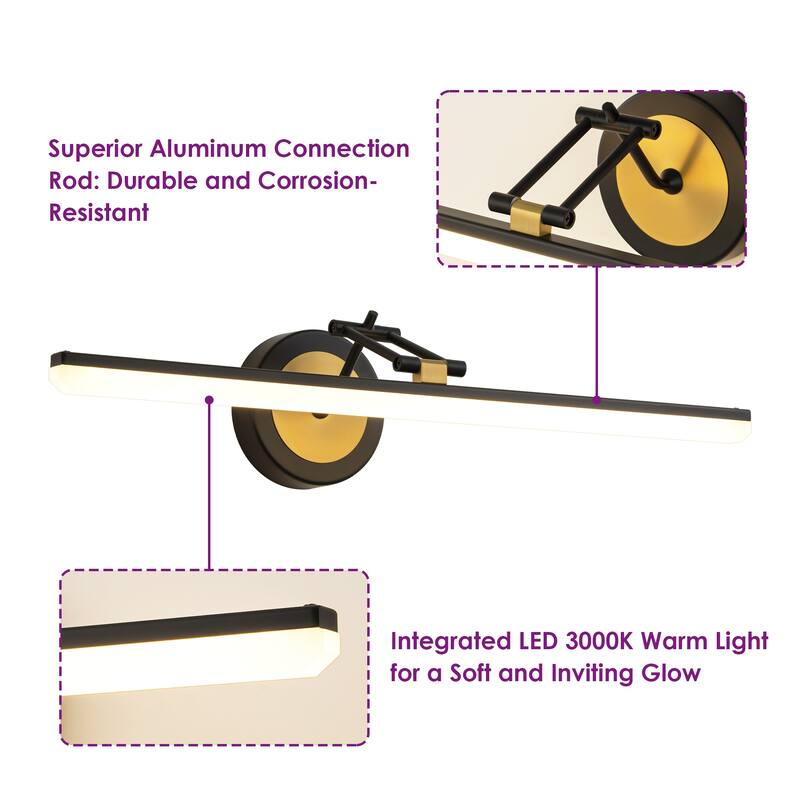 22.8" Mid-Century Modern Linear LED Bathroom Vanity Light Picture Frame Light