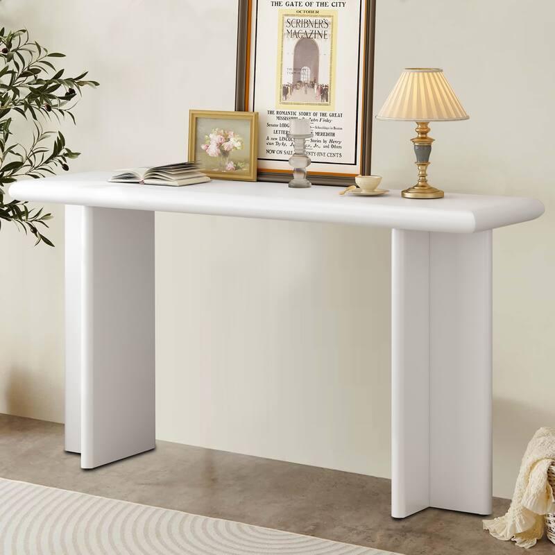 Modern Freestanding Wooden Console Table - White