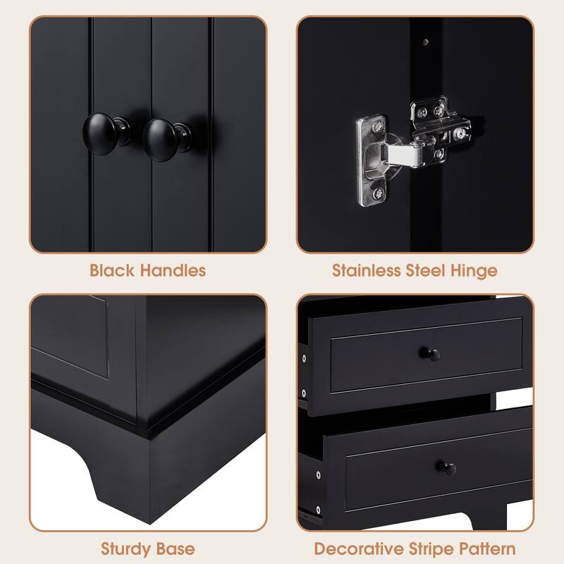Modern Storage Cabinet with 2 Doors and 4 Drawers for Bathroom, Office