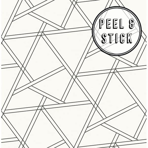 slide 2 of 3, Transform White Geo Peel and Stick Wallpaper