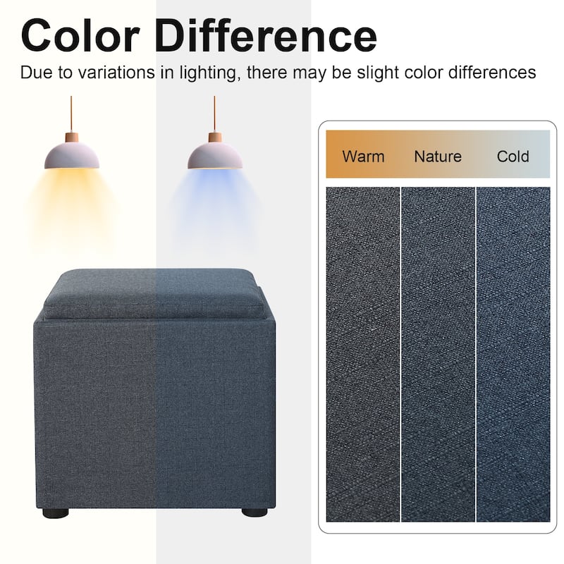 Adeco Storage Ottoman With Tray