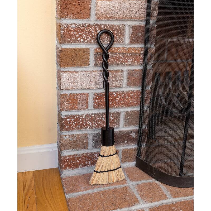 Achla Designs Mini Rope Design Fireplace Brush Tool, 18 Inch Tall, Black