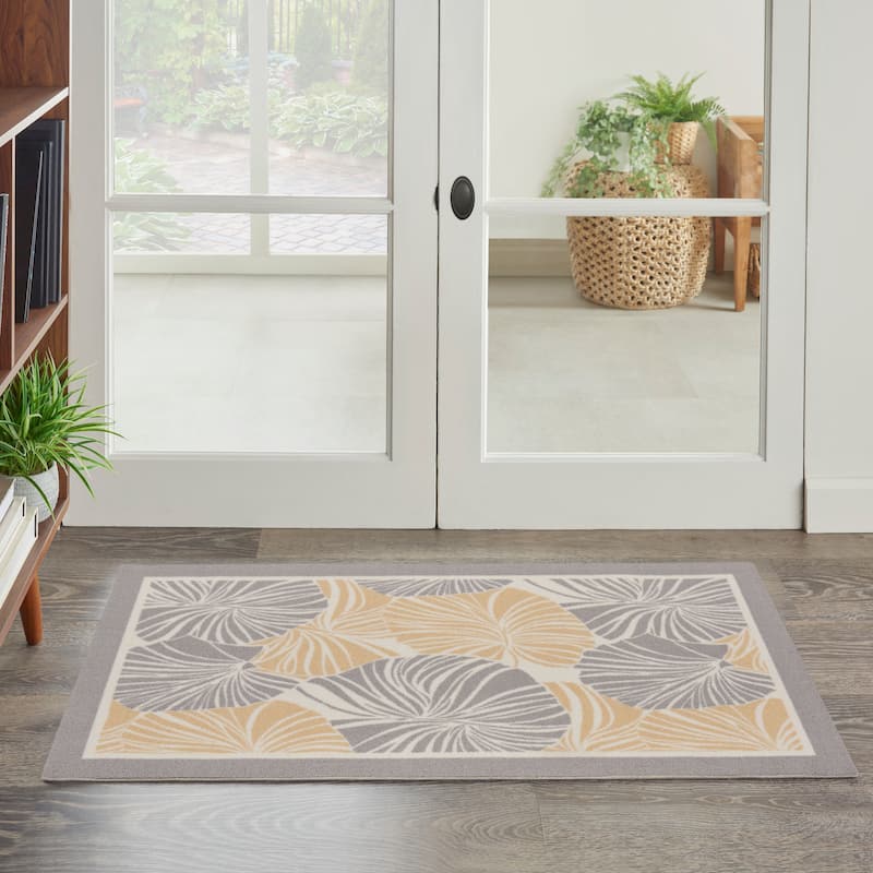 Waverly Sun N' Shade Modern Botanical Indoor/Outdoor Area Rug - 2'3" x 3'9" - Grey