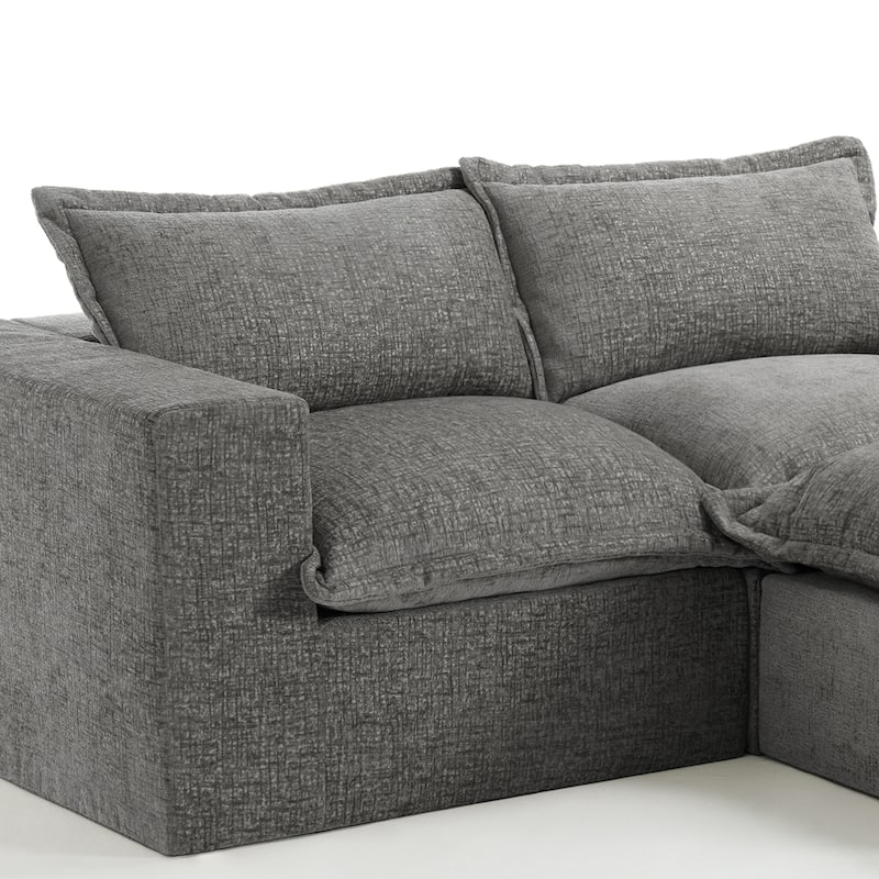 Chenille No Assembly Modular Sectional Sofa Cloud Couch with Ottoman