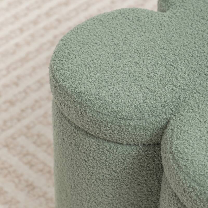 SEYNAR Modern Glam Teddy Velvet Flower Shape Storage Ottoman