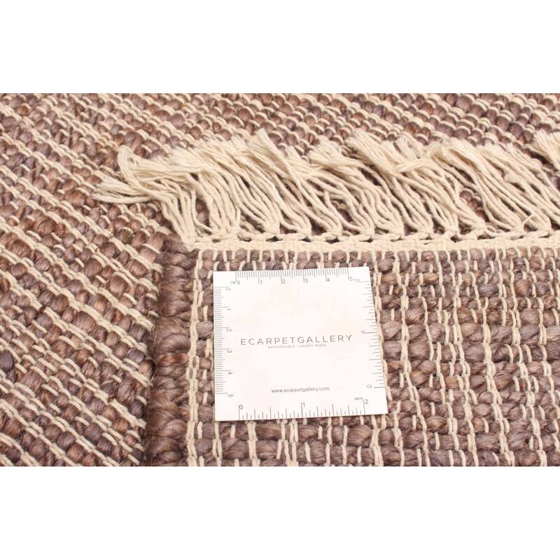 ECARPETGALLERY Flat-Weave Palas Denizli Dark Brown Jute Kilim - 5'4 x 7'4