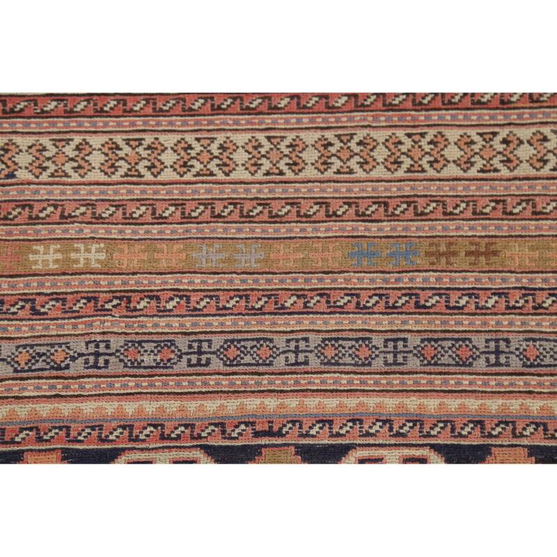 Striped Geometric Kilim Persian Accent Rug Handmade Wool Carpet - 3'3"x 4'8"
