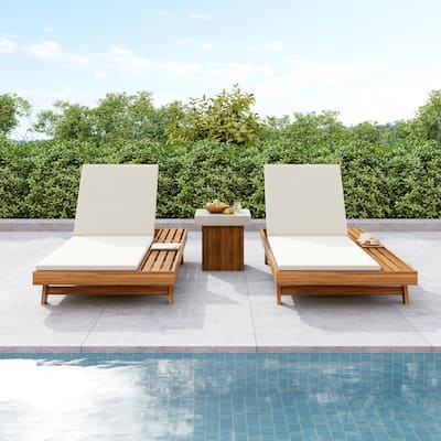 Christopher Knight Home- Johnson Acacia Wood Outdoor Chaise Lounge Set of 2