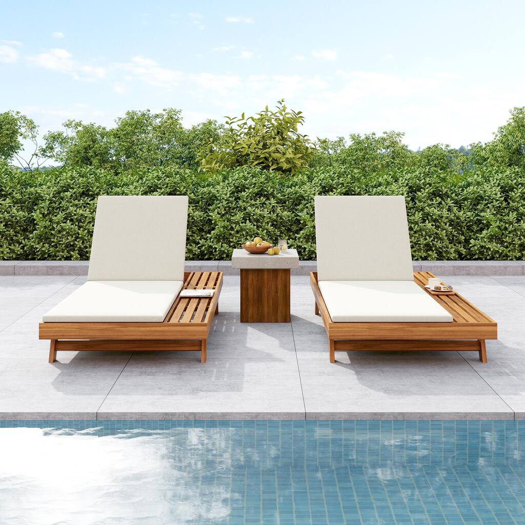 Christopher Knight Home- Johnson Acacia Wood Outdoor Chaise Lounge Set of 2