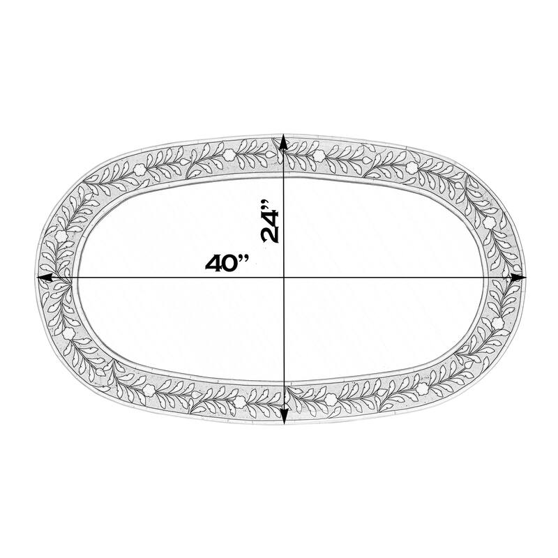 Trubadur 40"W x 24"H Oval Bone Inlay Decorative Wall Mirror