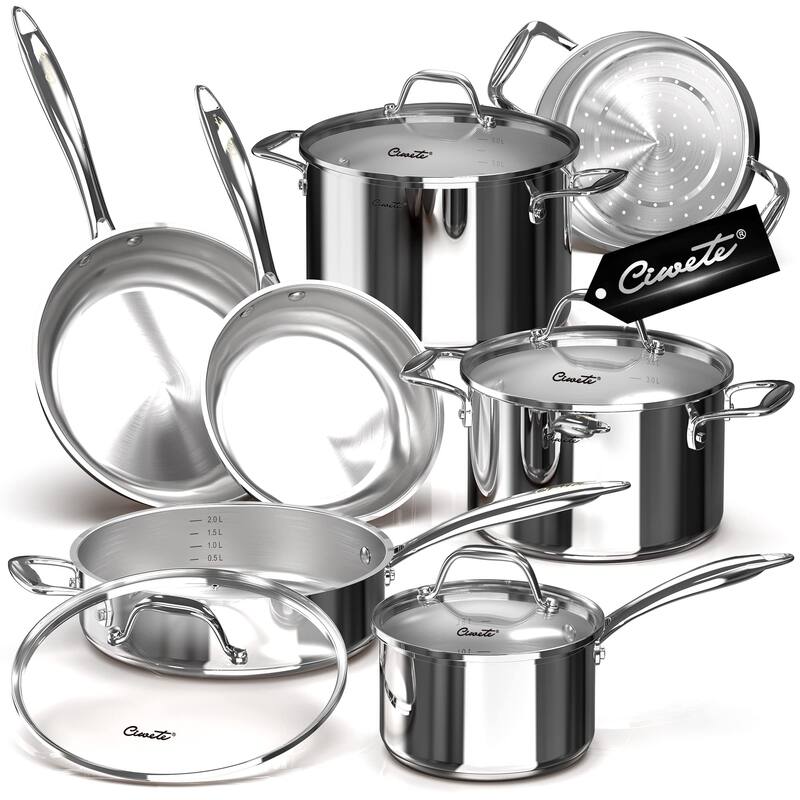 11-Piece Tri-Ply Stainless Steel Cookware Set