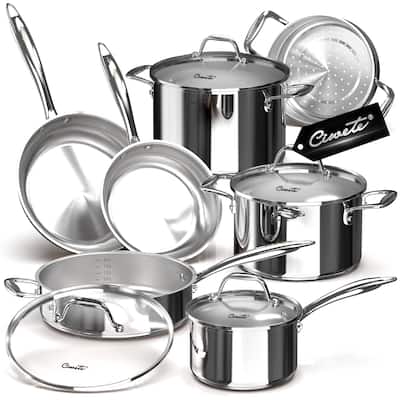 11-Piece Tri-Ply Stainless Steel Cookware Set
