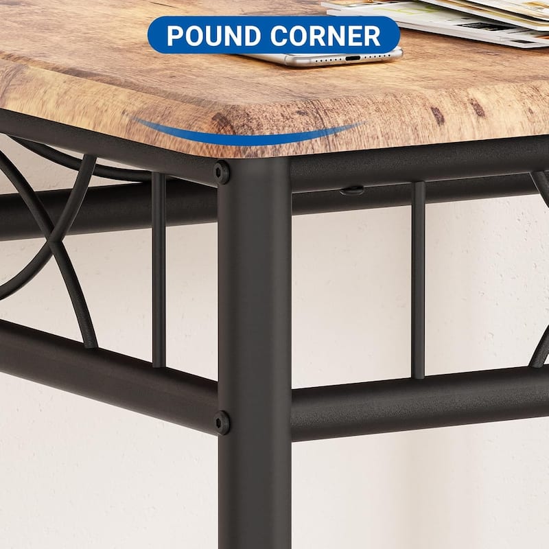 Dining Table and Upholstered Chairs Set 2, Metal Frame Compact Dining
