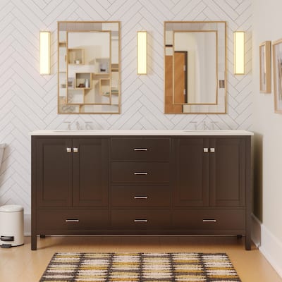 KitchenBathCollection Horizon 72" Double Bathroom Vanity with Engineered Carrara Top