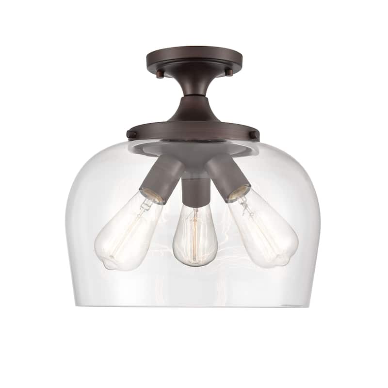 Millennium Lighting Ashford 3 Light Semi-Flush Ceiling Fixture in Multiple Finishes with a Clear Glass Shade