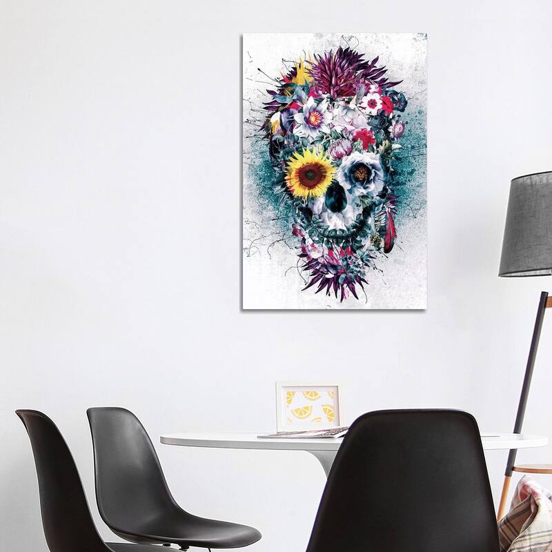 iCanvas "Skull Blue" by Riza Peker Canvas Print - 40x26x1.5