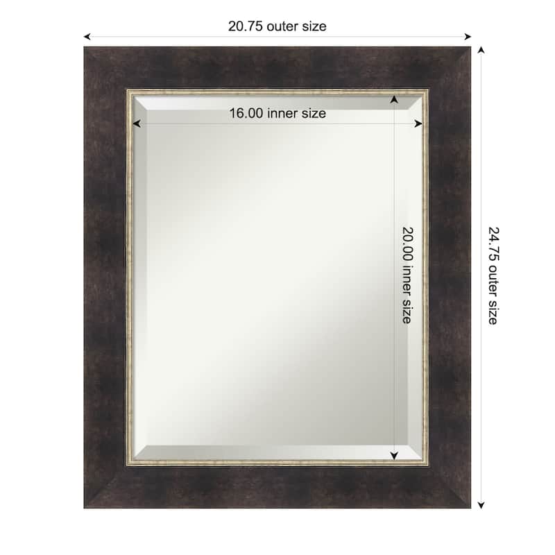 Odin Antique Bronze Beveled Wood Framed Wall Mirror - Odin Antique Bronze - 21 x 25 in