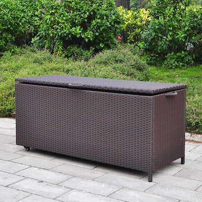 Outdoor Patio Wicker Large Storage Container Deck Box Made of Antirust Aluminum Frames and high quality Resin Rattan