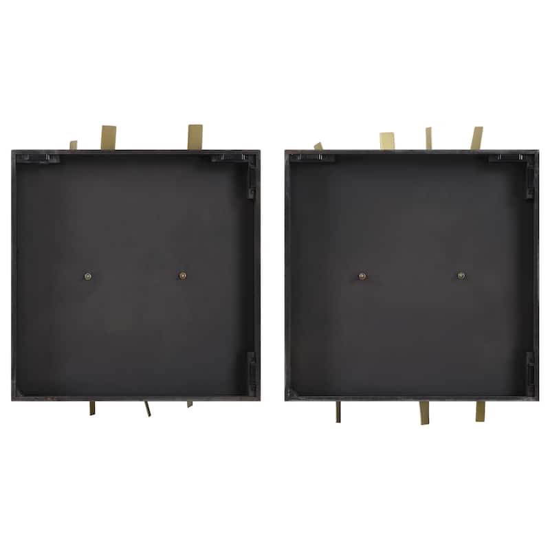 3D Crosshatch Metal Wall Art - 24" - Brown and Gold - Set of 2