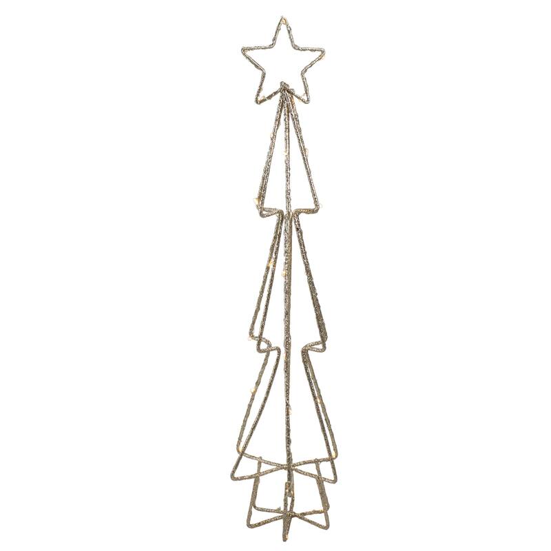 17.5" LED Lighted B/O Gold Glittered Wire Christmas Cone Tree - Warm White Lights