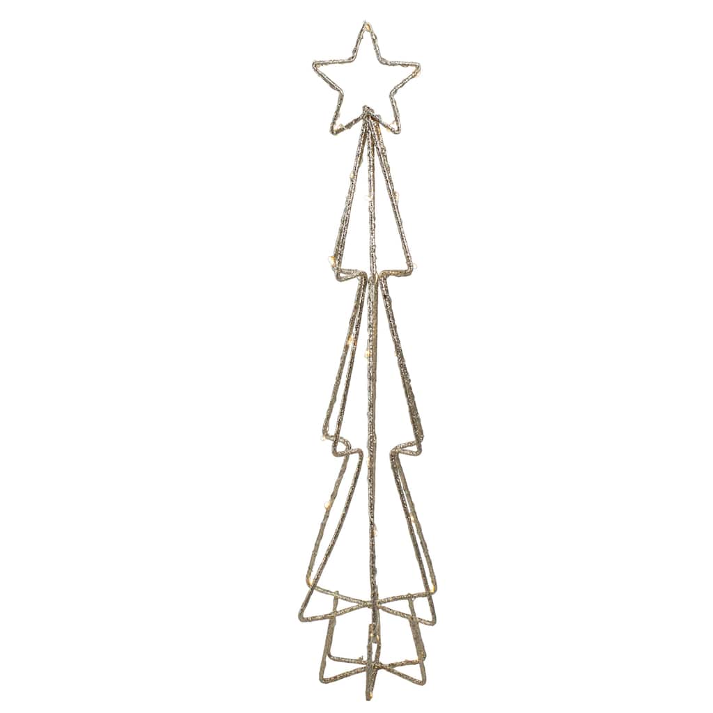 17.5" LED Lighted B/O Gold Glittered Wire Christmas Cone Tree - Warm White Lights