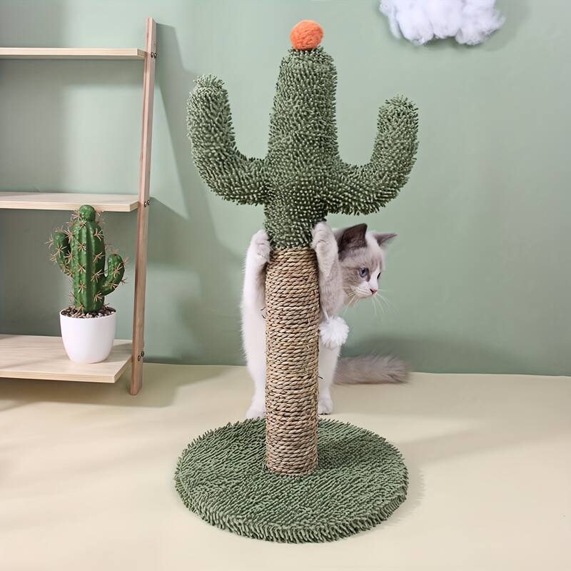 Anmytek Durable Cactus Cat Scratcher - Christmas Gift, Promotes Claw Health & Interactive Play - Green - Assembled