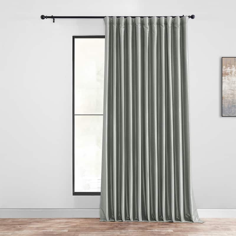 Exclusive Fabrics Blackout Extra Wide Faux Dupioni Curtain (1 Panel) - 100 x 84 - Silver