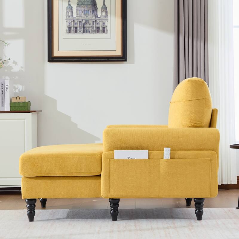 Modern Minimalist Chenille Fabric Chaise Lounge Recliner Single Sofa Living Room Bedroom