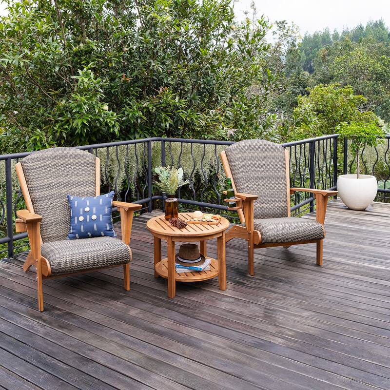 Cambridge Casual Camden Teak Outdoor Adirondack Chairs with Padded Woven Seat