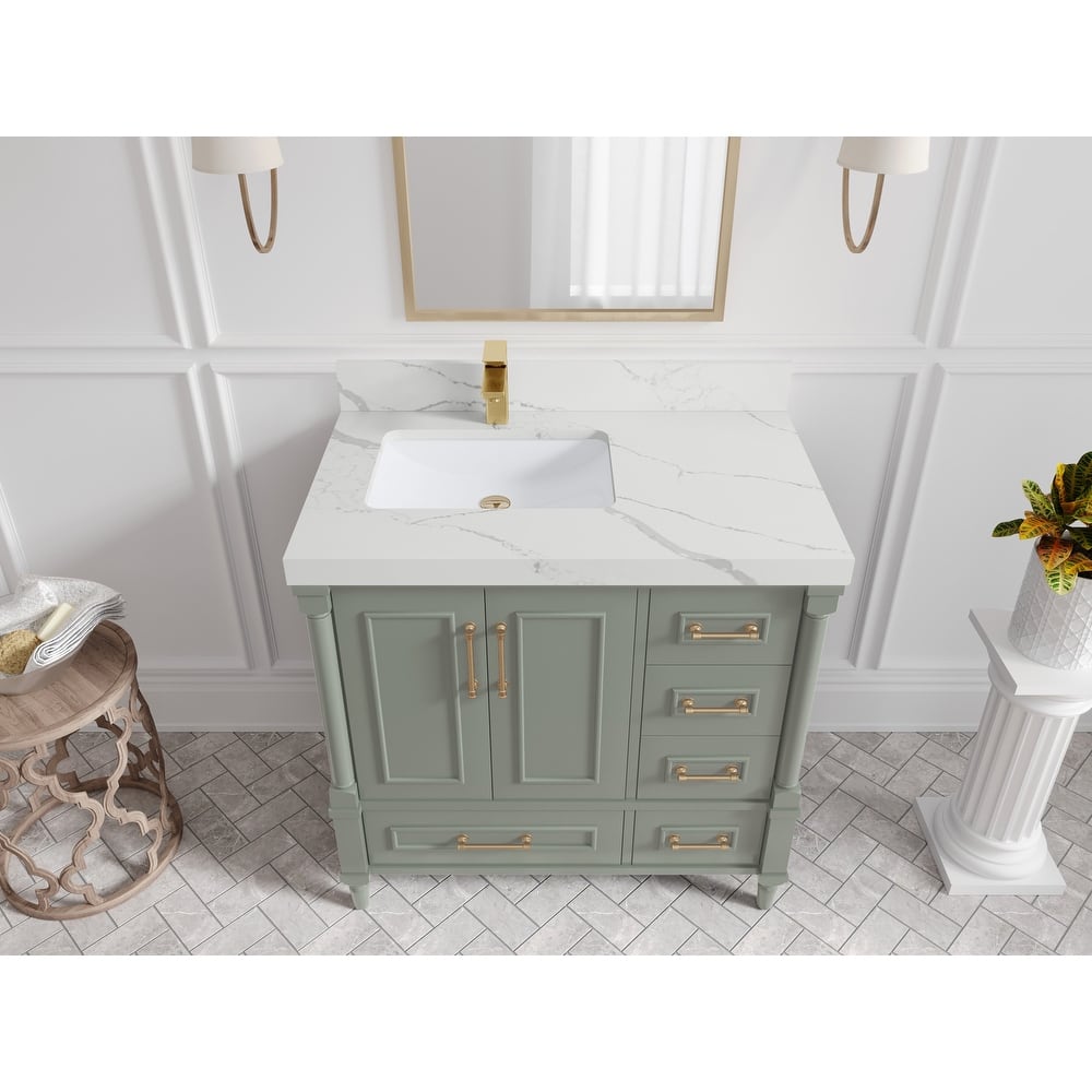 Willow Collections 36 in. W x 22 in. D Aberdeen Left Offset Sink Bathroom Vanity with Countertop