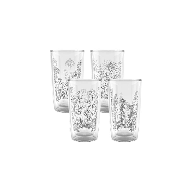 Tervis Wildflower Collection Made in USA Double Walled Insulated Travel Tumbler, Assorted - 16oz - 4pk - 16oz - 4pk