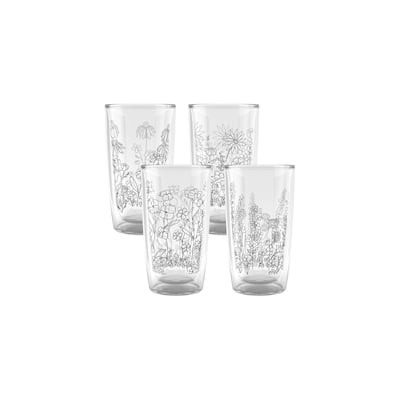 Tervis Wildflower Collection Made in USA Double Walled Insulated Travel Tumbler, Assorted - 16oz - 4pk
