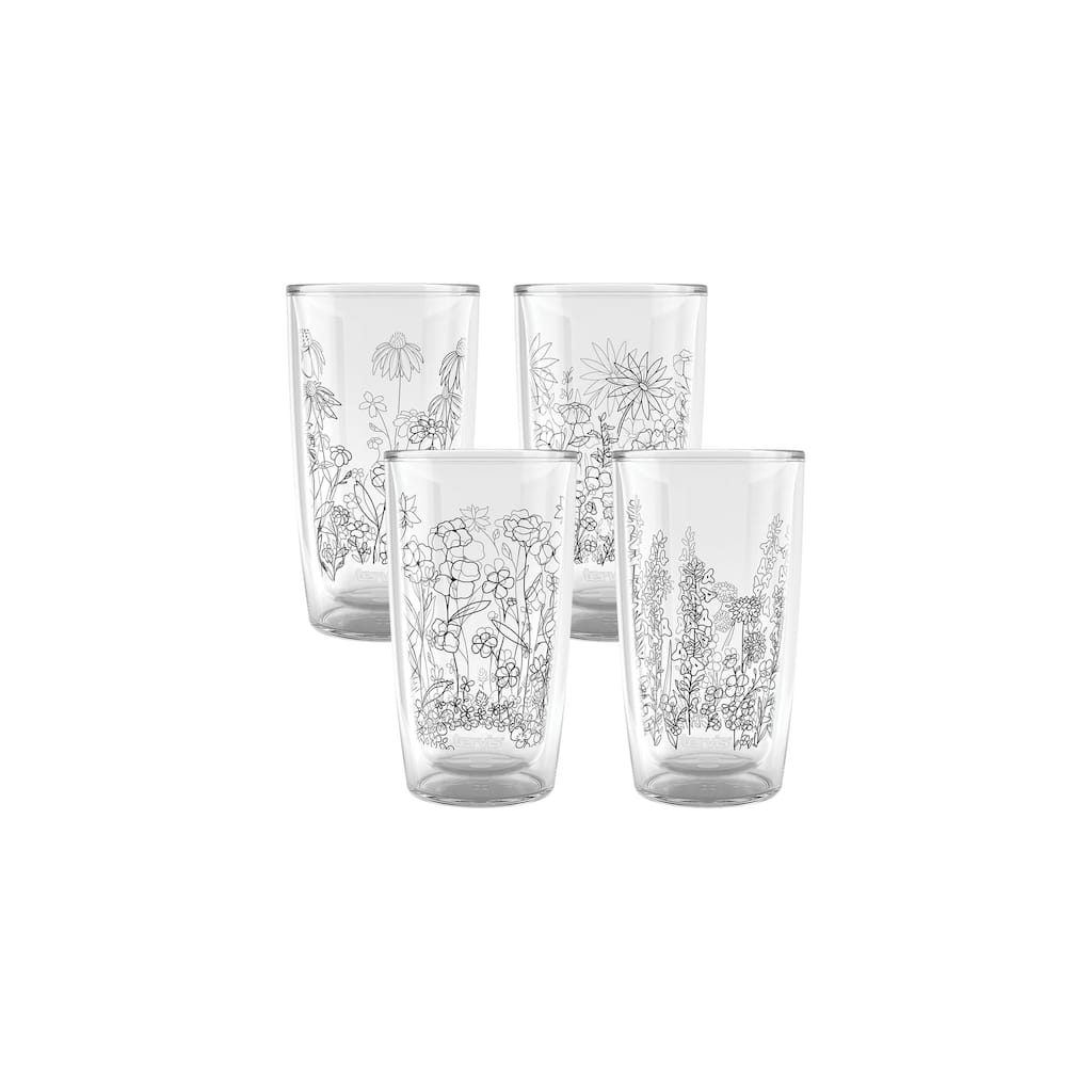 Tervis Wildflower Collection Made in USA Double Walled Insulated Travel Tumbler, Assorted - 16oz - 4pk
