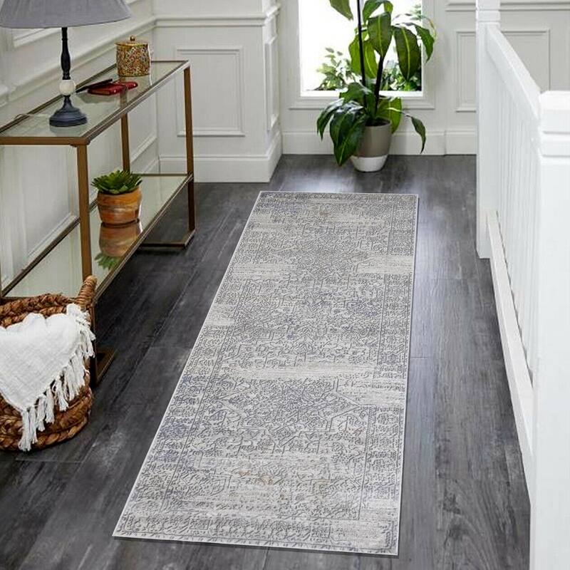 Distressed Phlox Beige Grey Rug