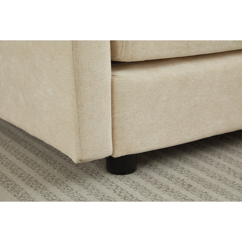99" Chenille L-Shaped Sectional Sofa with Ottoman
