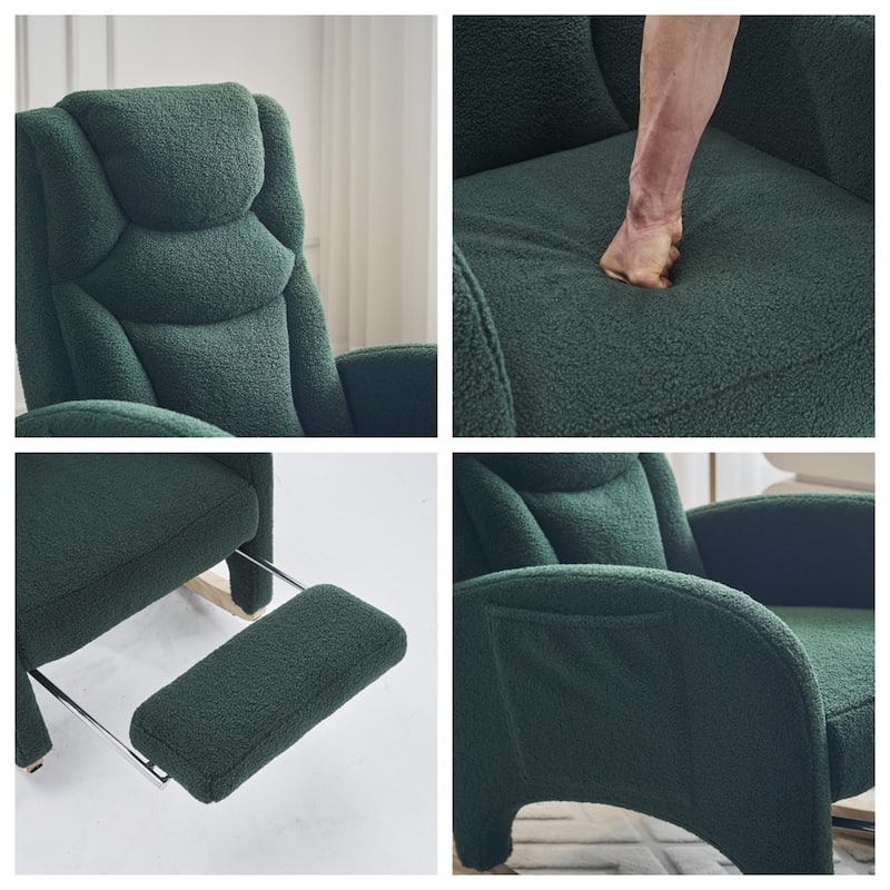 Ergonomic Fabric Nursery Rocking Chair With Adjustable Footrest