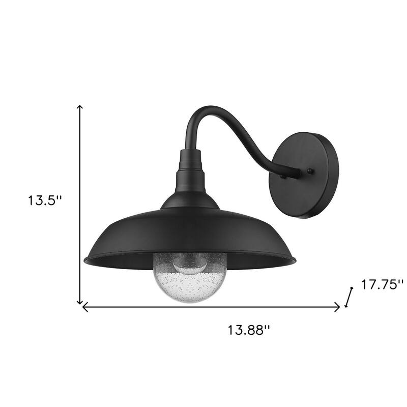 1-Light Outdoor Flush Mount Wall Light with Clear Seedy Glass Shade and Steel Fixture Garden Lighting