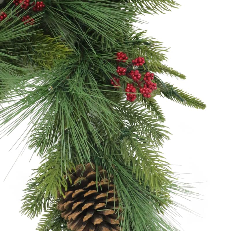Puleo International 6' x 10" Pre-Lit Battery-Operated Artificial Adorned Christmas Garland