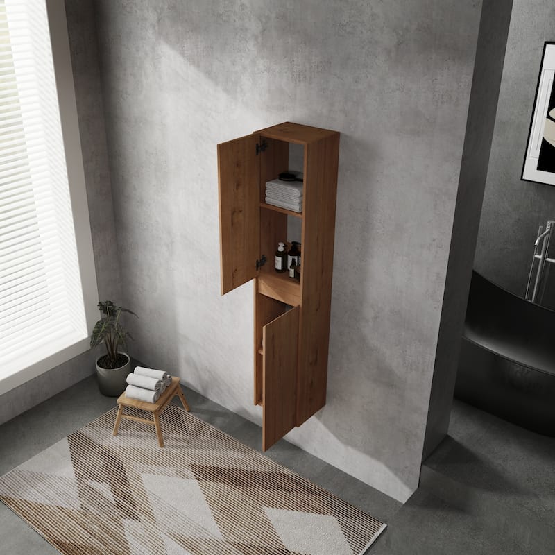 12" Bathroom Side Cabinet, 2-Soft Close Doors, Float Mounting Design,12*2(KD-Packing)