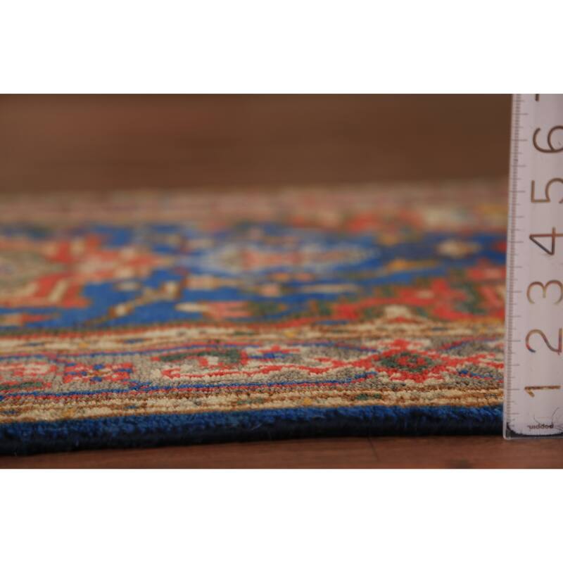 Blue Geometric Heriz Serapi Indian Foyer Rug Handmade Wool Carpet - 3'0"x 5'0"