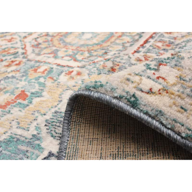 ECARPETGALLERY Machine Woven Legacy Teal Area Rug