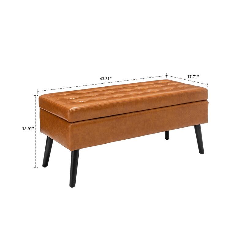 Modern Stylish Upholstered Storage Bench with Flip Top