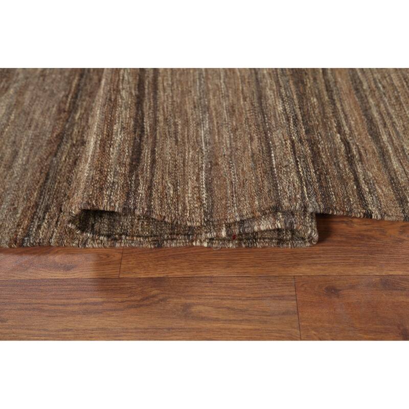 Hand-Woven Brown Kilim Persian Vintage Rug Hand-Knotted Wool Carpet - 5'2"x 6'7"