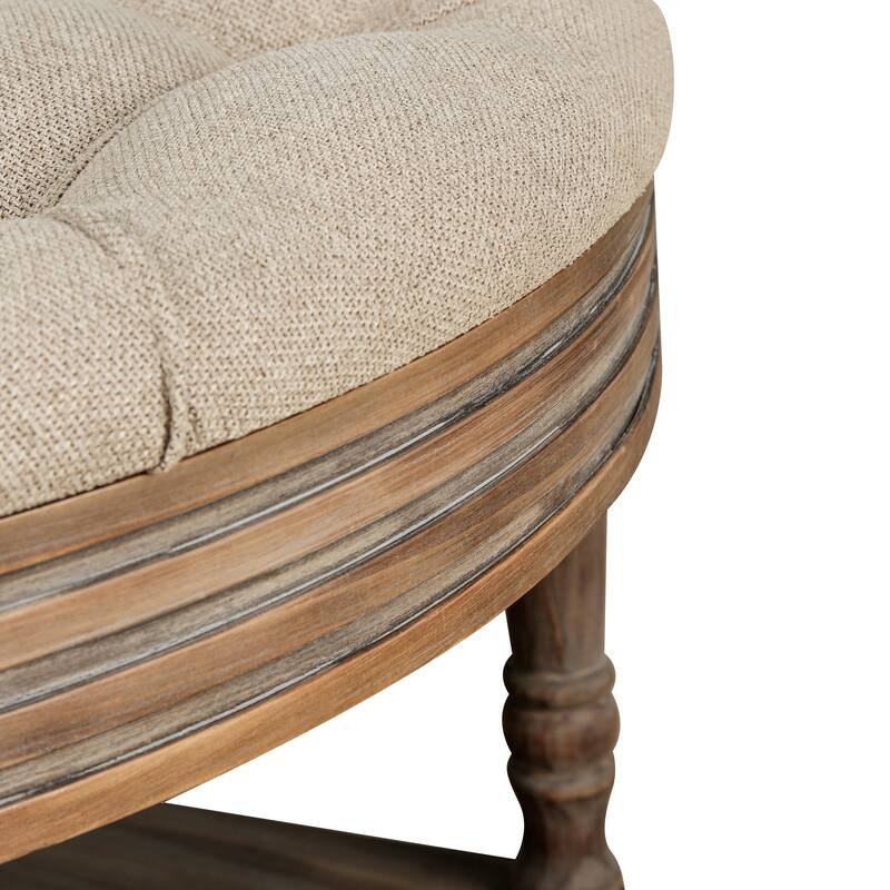 Large Round Waterproof Ottoman Coffee Table with Storage and Shelf