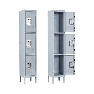 66inch 3-Door Metal Lockers Garage Storage Employees Storage Cabinet ...