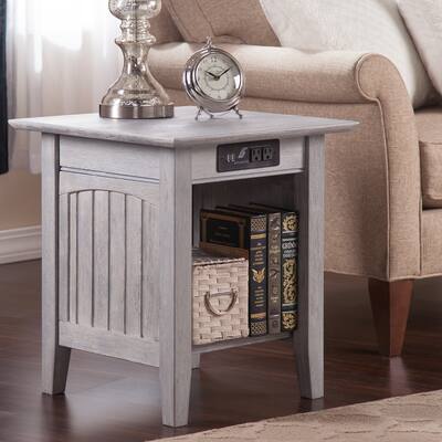 Nantucket End Table with Charging Station in Driftwood